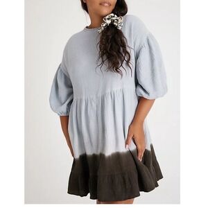 Current Air Dariya Dip Dyed Tunic Dress XS Blue Green Ombre Boho Anthropologie